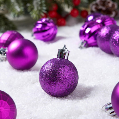 24 Pcs 1.6" Purple Christmas Balls Ornaments Set