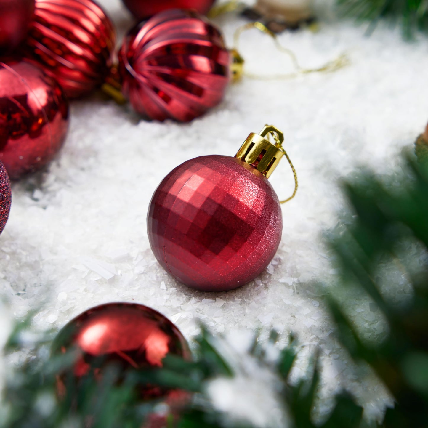 24 Pcs 1.6" Burgundy Red Christmas Balls Ornaments Set