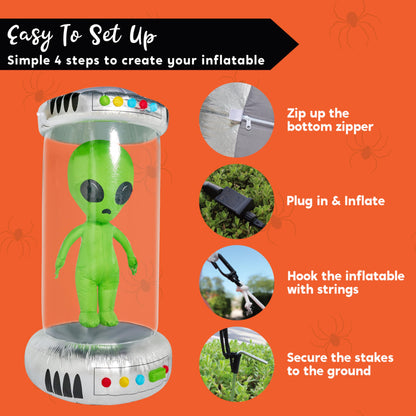 7ft Alien Inflatable Halloween Decor Outdoor with Animated LEDs