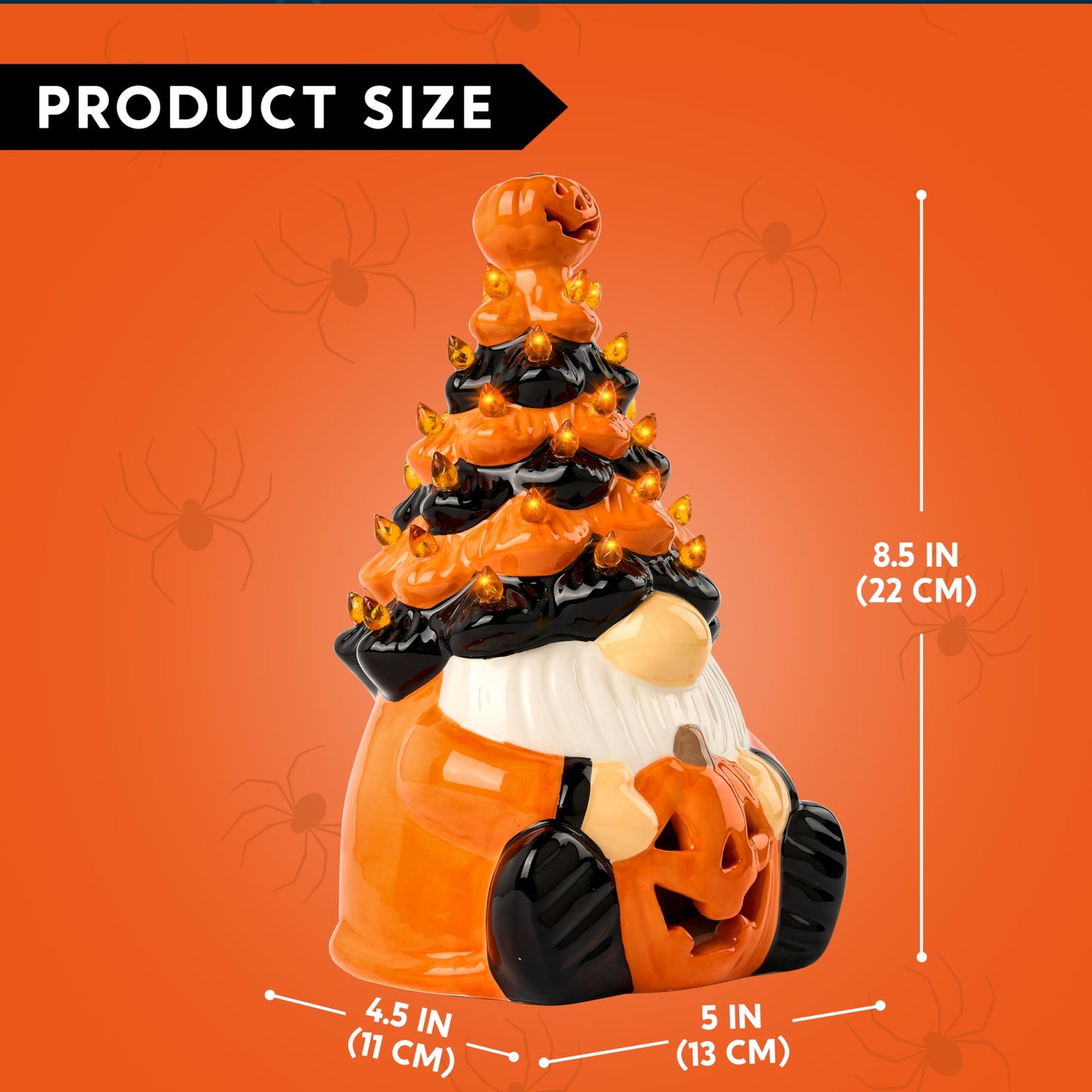 Halloween Decoration Pumpkin Gnome Ceramic Tree