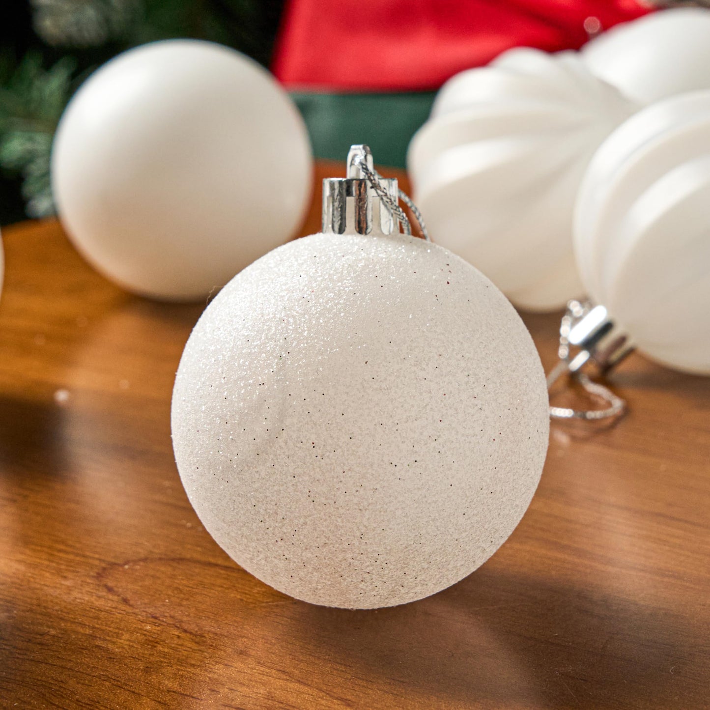 24 Pcs 2.36" White Christmas Balls Ornaments Set