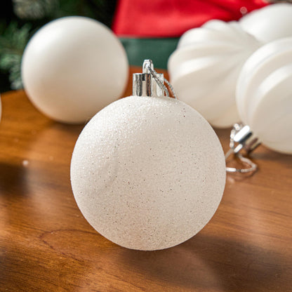 24 Pcs 2.36" White Christmas Balls Ornaments Set