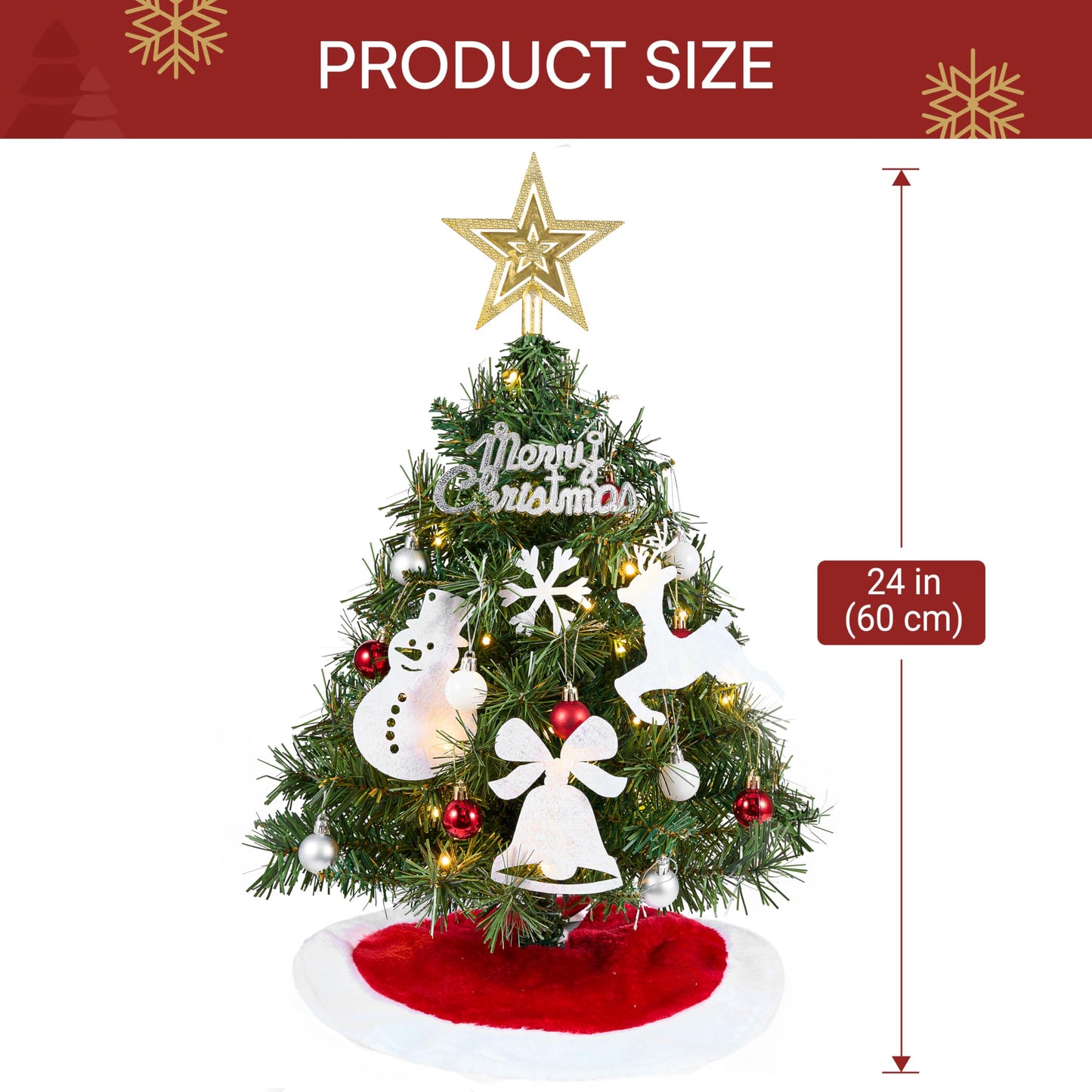 24"/2FT Small Christmas Tree with Lights & Tree Skirt