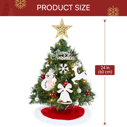 24"/2FT Small Christmas Tree with Lights & Tree Skirt