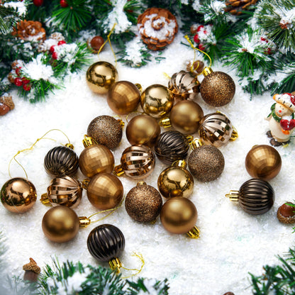 24 Pcs 1.6" Brown Christmas Balls Ornaments Set