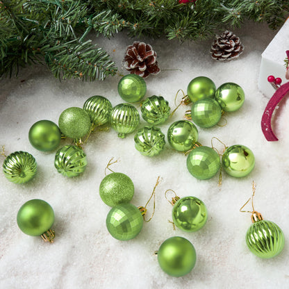 24 Pcs 1.6" Lime Green Christmas Balls Ornaments Set