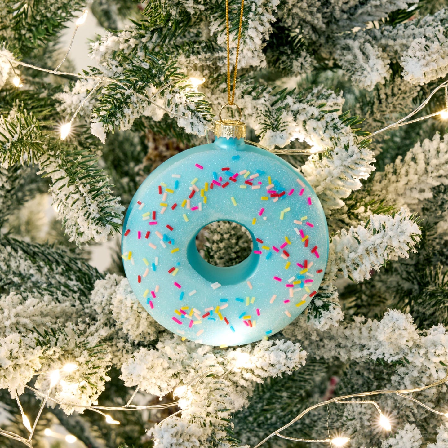 Donut Food Mini Christmas Ornaments Blue