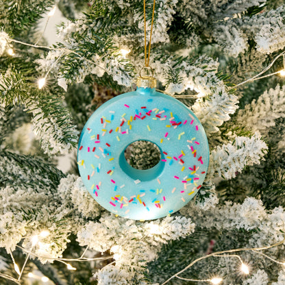 Donut Food Mini Christmas Ornaments Blue