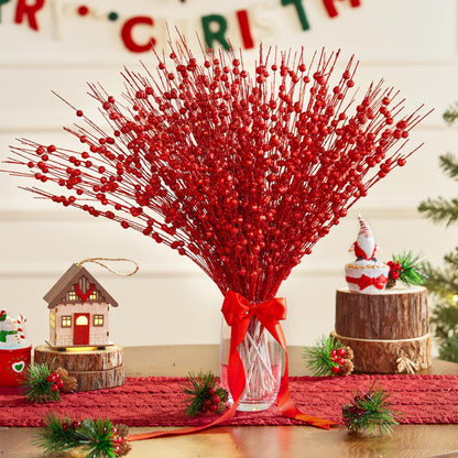 24 Pcs Christmas Tree Berry Stem (Red)