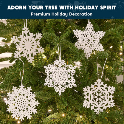 60pcs Christmas Wooden Snowflake Hanging Ornaments, 3.5'' White