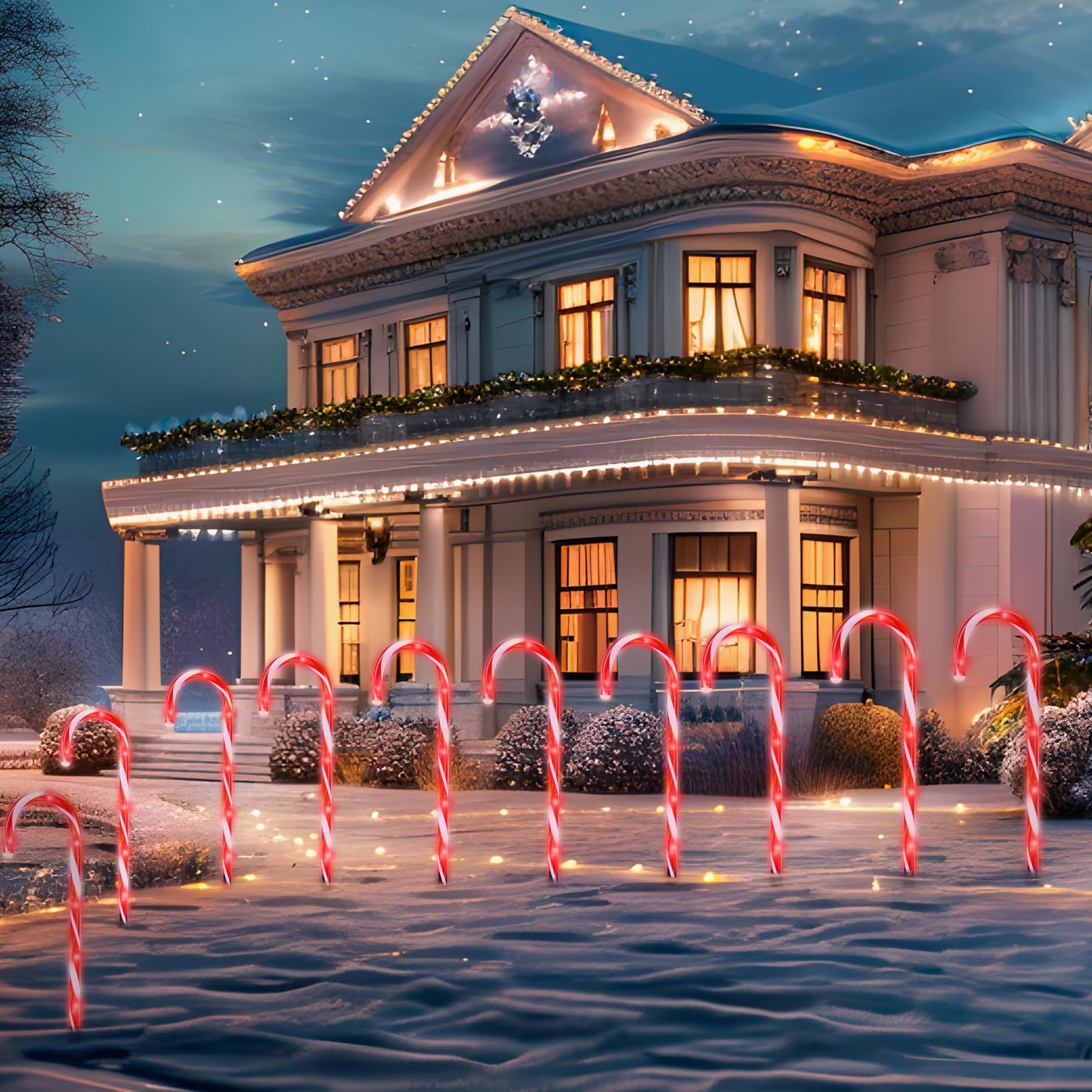12 Pcs Christmas Candy Cane Pathway Markers Lights