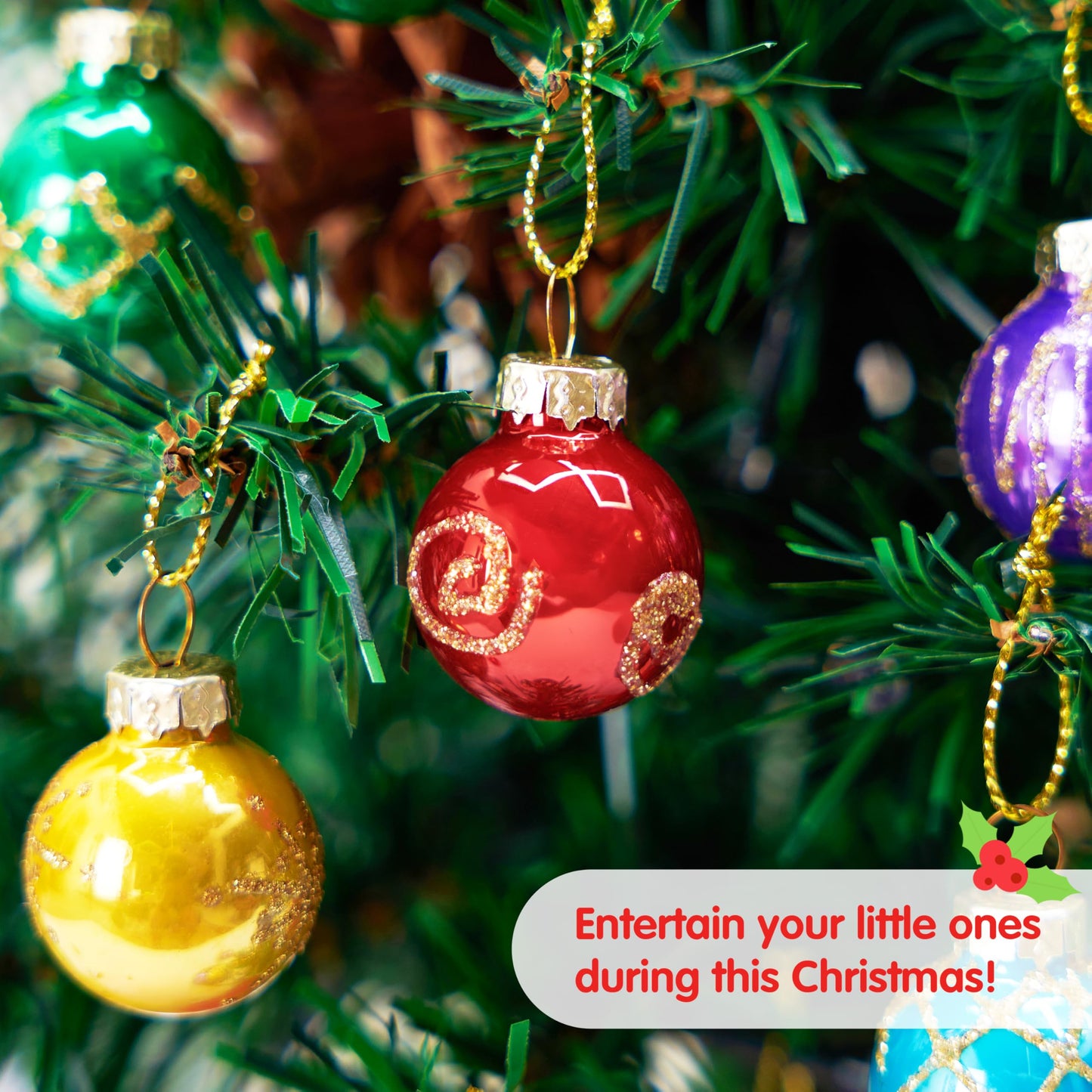 36 Pcs Christmas Colorful Mini Ball Ornament Set