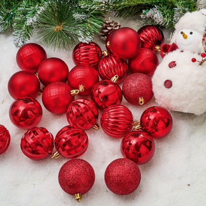 24 Pcs Red Christmas Balls Ornaments Set