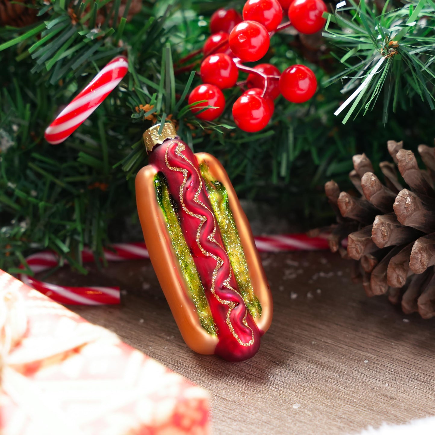 Hot Dog Mini Christmas Ornaments