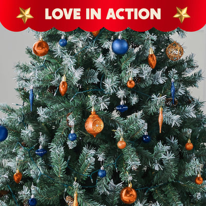 36 Pcs Blue and Orange Christmas Tree Ornaments with Star Topper and Heart