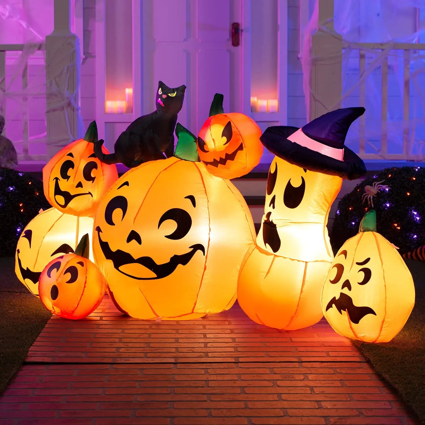 6ft. Pumpkins with Black Cat Halloween Inflatable