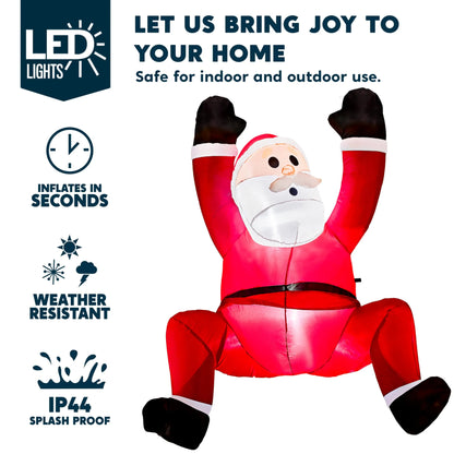 6ft Hanging Christmas Inflatable Climbing Santa with Build-in LED