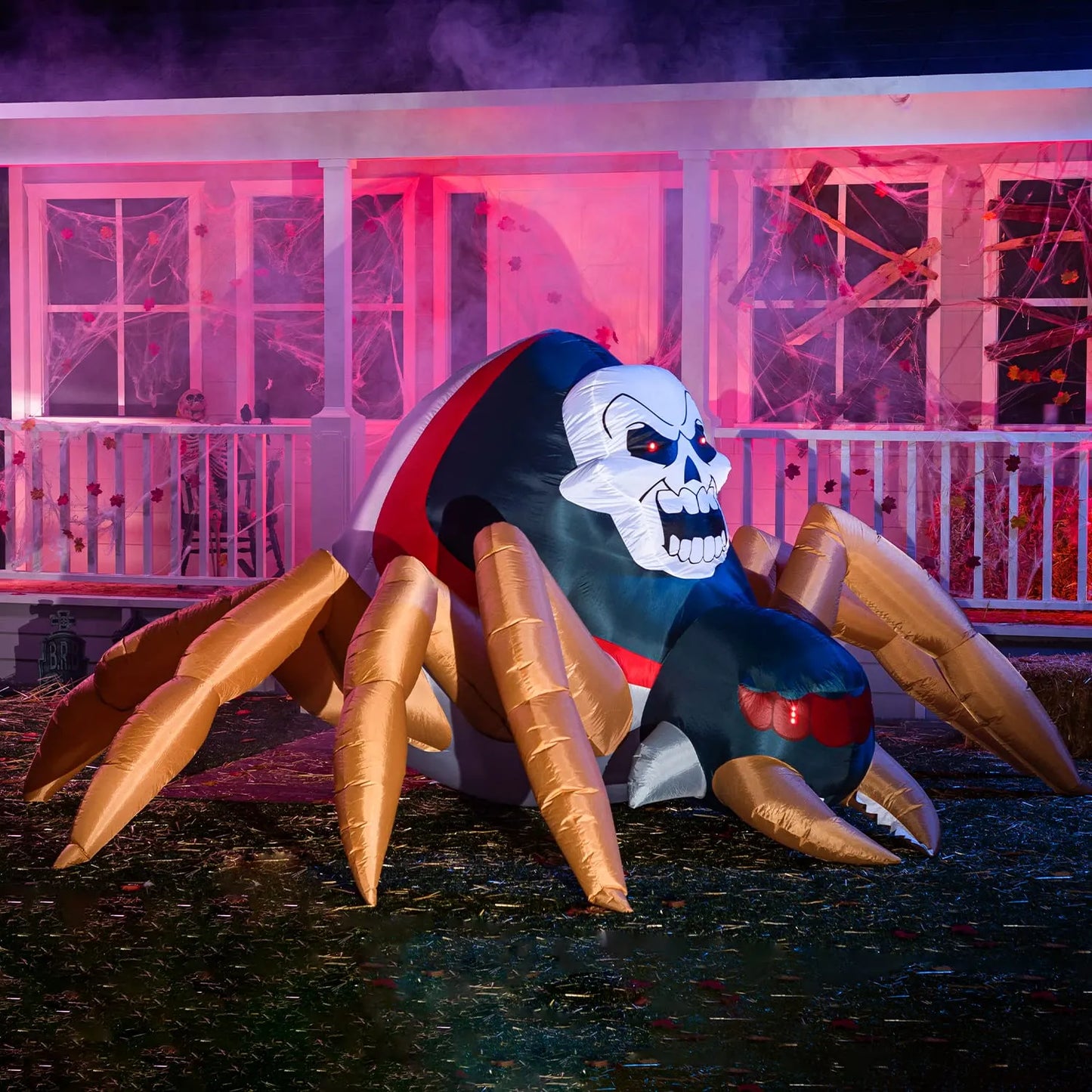 6ft Giant Spider with Halloween Skull Markings