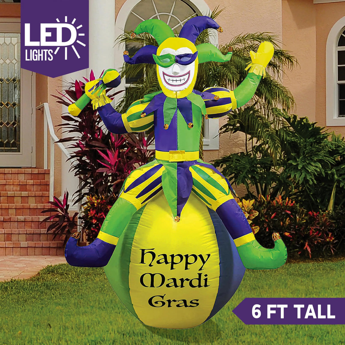 Jester Inflatable Large Jester On Ball Mardi Gras Inflatable (6ft)- JOIEDOMI