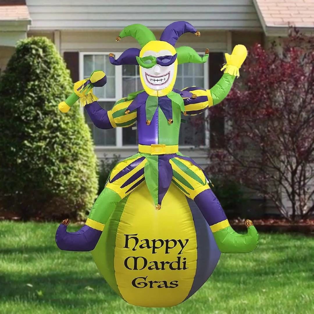 Jester Inflatable Large Jester On Ball Mardi Gras Inflatable (6ft)- JOIEDOMI