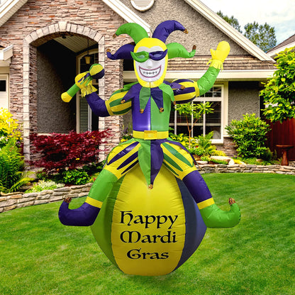 Large Jester On Ball Mardi Gras Inflatable (6ft)