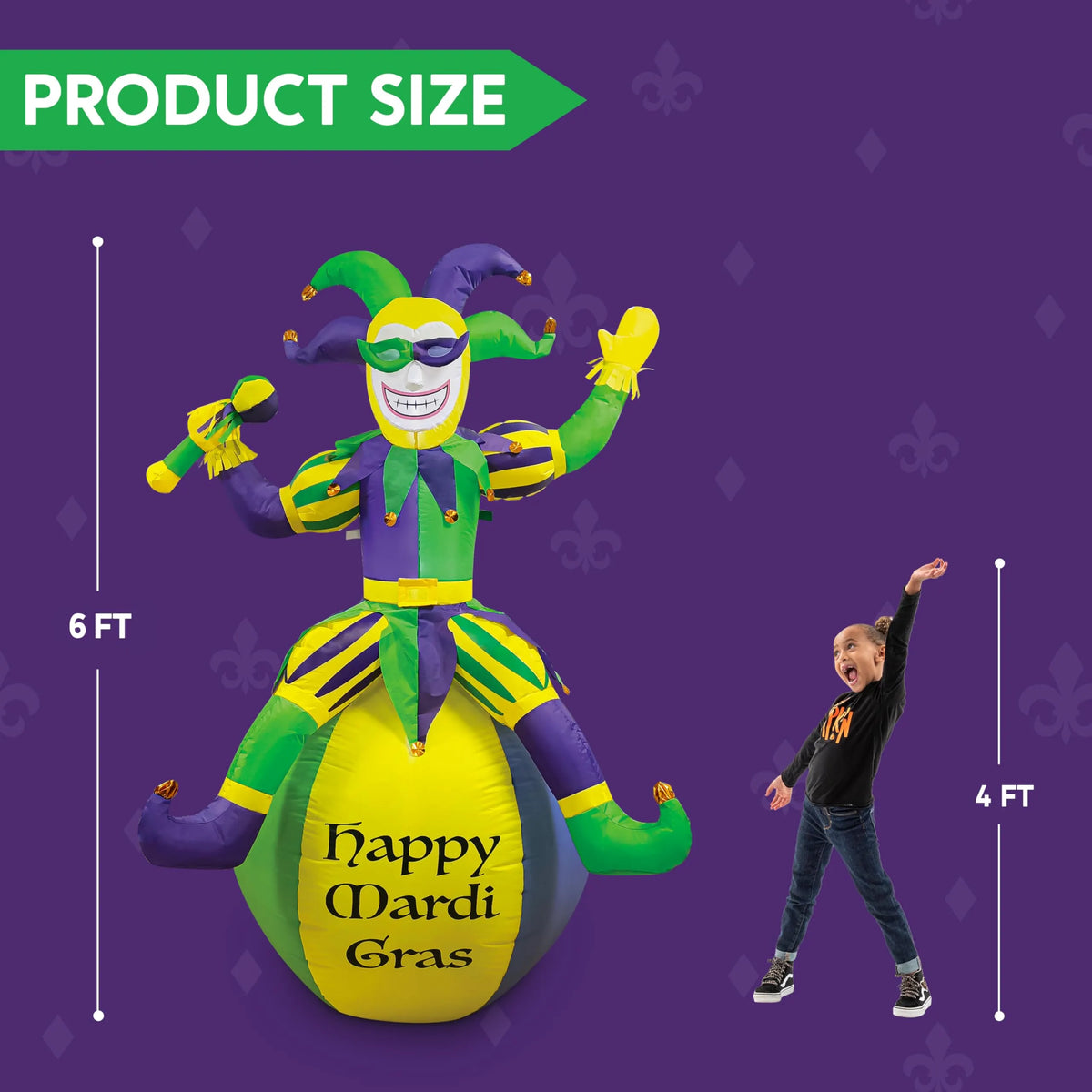 Jester Balloon Large Jester On Ball Mardi Gras Inflatable (6ft)- JOIEDOMI