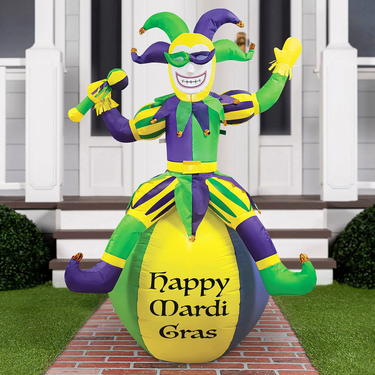 Jester Inflatable Large Jester On Ball Mardi Gras Inflatable (6ft)- JOIEDOMI