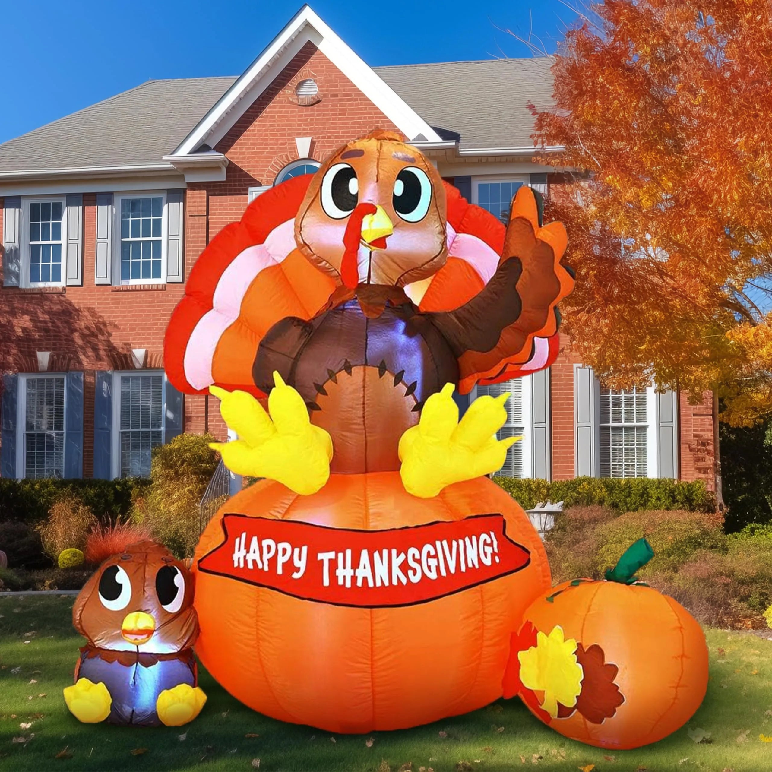 Large Thanksgiving Turkey on Pumpkin (6 ft) – Joiedomi