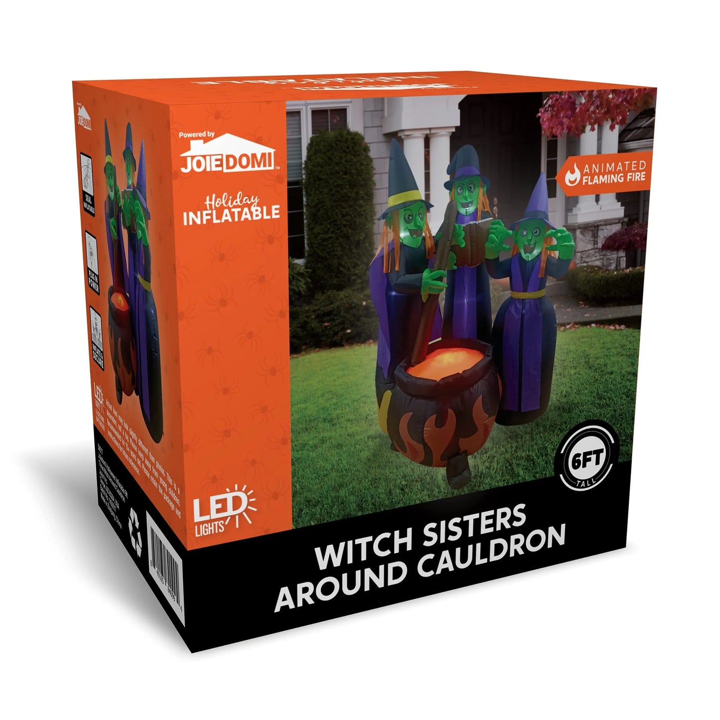 6ft Halloween Three Witch Around Cauldron Inflatable
