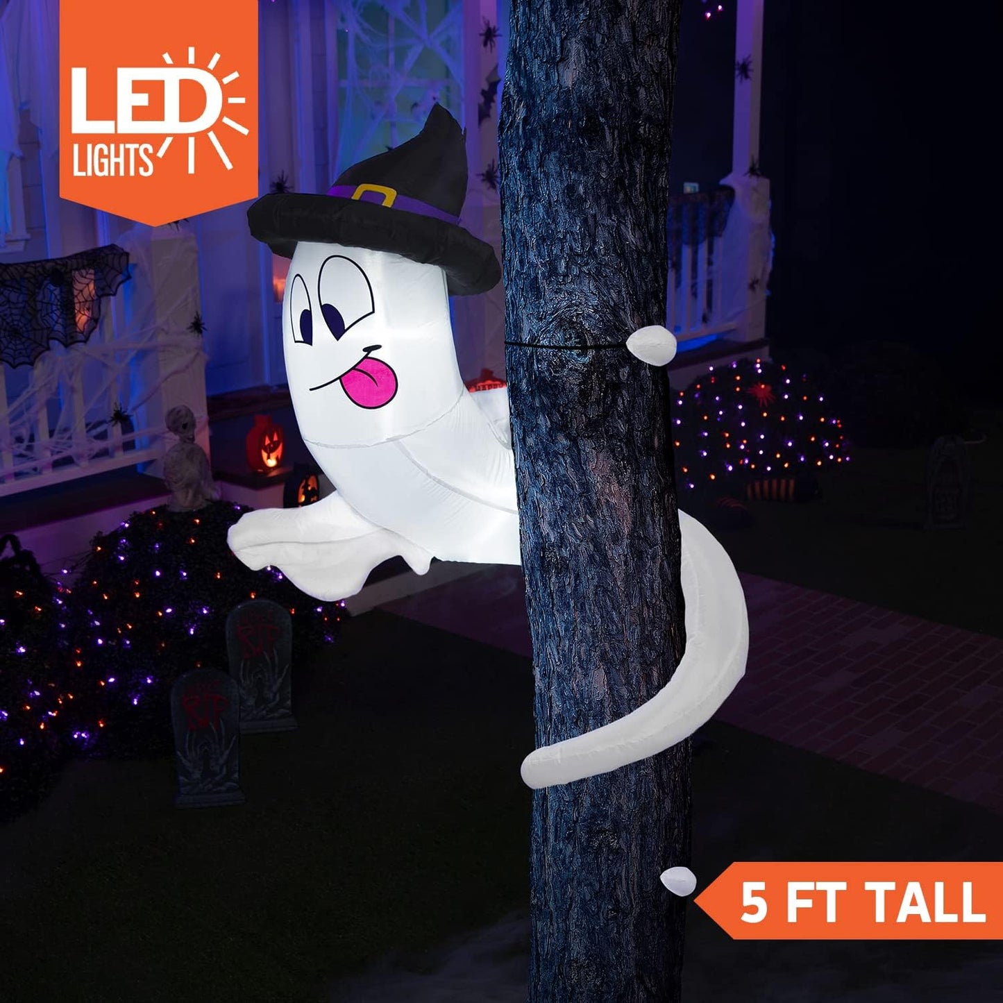 5ft Tall Twining Ghost Halloween Inflatable