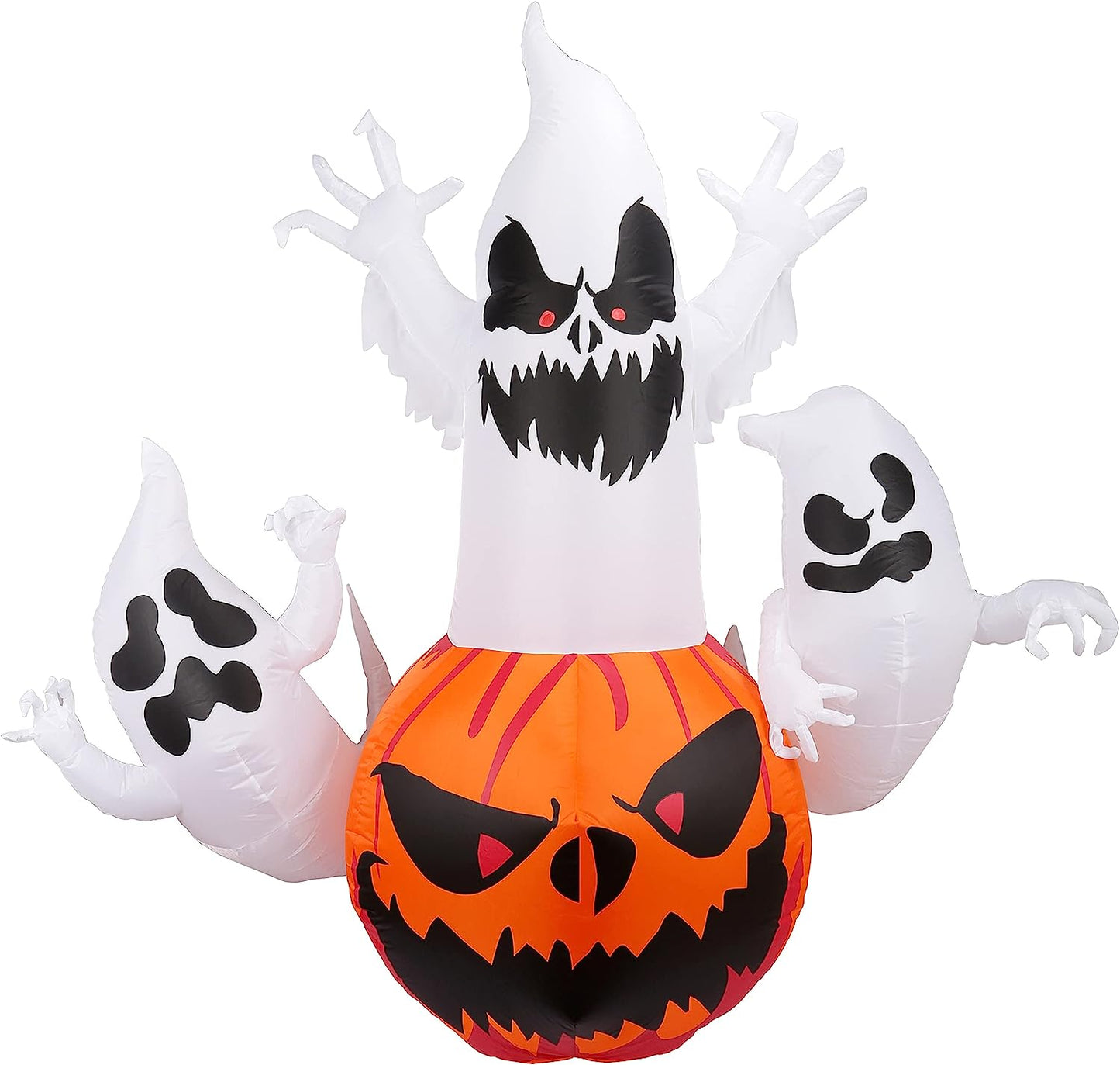 6FT Tall Halloween Inflatable Pumpkin with 3 Ghosts
