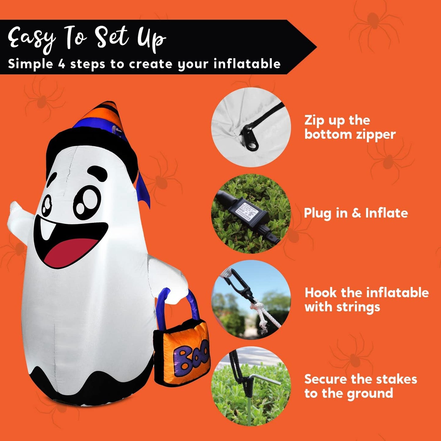 5 FT Halloween Inflatable Cute Wicked Ghost