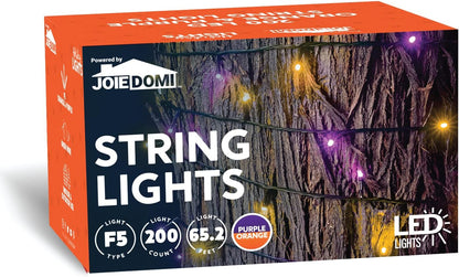 300-Count Orange & Purple LED Mini String Lights, 8 Modes