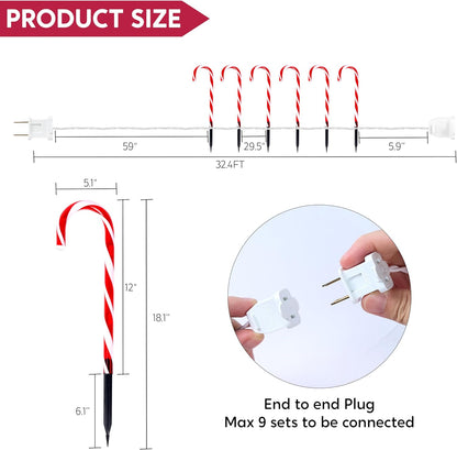 Christmas Candy Cane Pathway Markers Lights