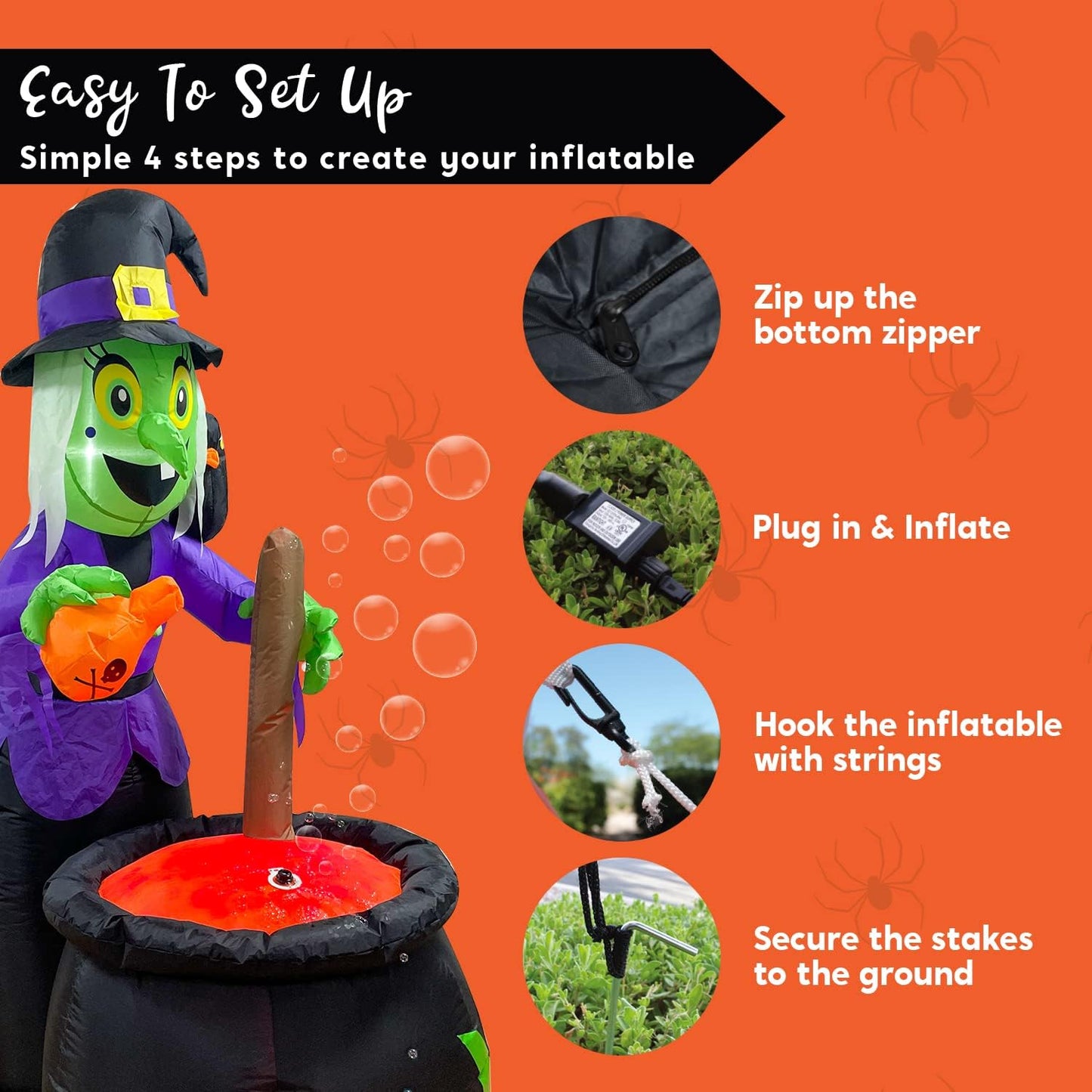 6 ft Tall Witch Pot with Bubbling Potion Halloween Inflatable
