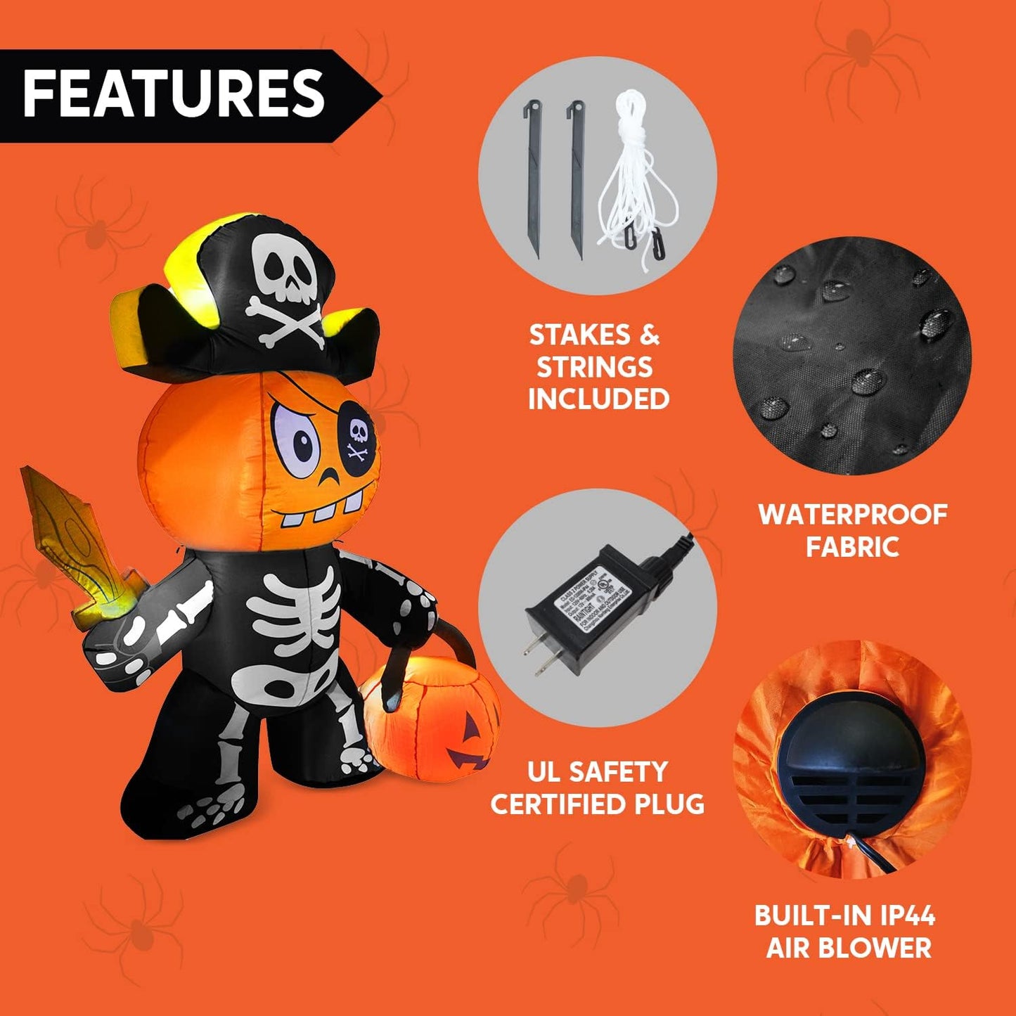5ft Halloween Inflatable Ghost Pumpkin Pirate
