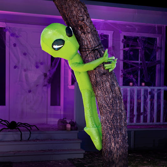 4 FT Tall Halloween Inflatable Alien Tree Hugger