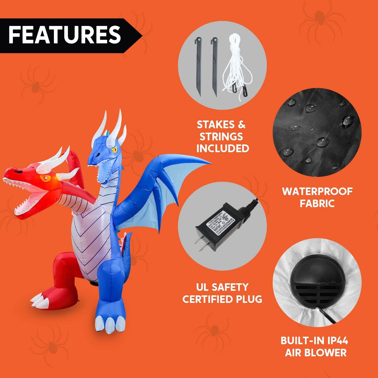 6ft Inflatable Double Headed Dragon