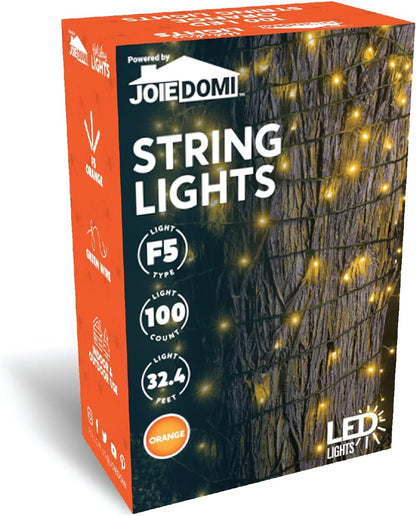 42.9ft Orange LED Mini String Lights with 8 Modes, 100 Count