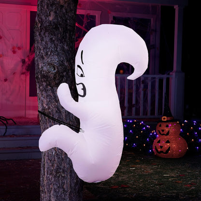 4 ft Tall Scared Cute Ghost Hugging Tree Halloween Inflatable