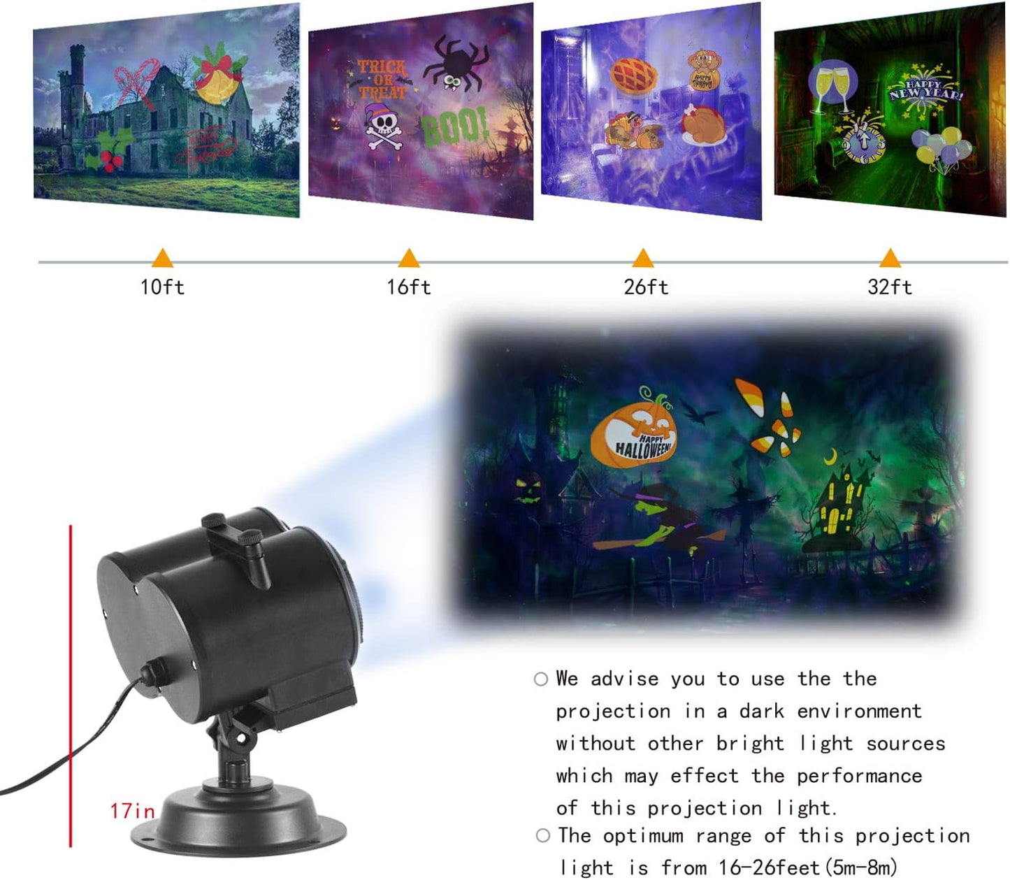 Halloween 2-in-1 Holiday Projector with 24 Theme Slides