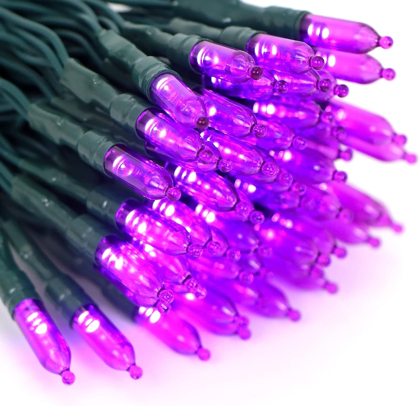 100 Purple LED Green Wire String Lights