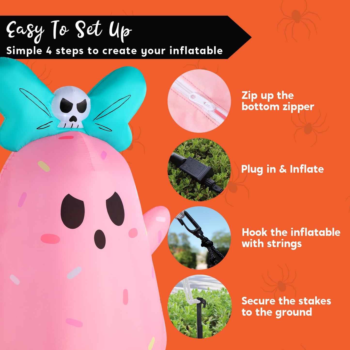 5FT  Cute Pink Ghost Halloween Inflatable
