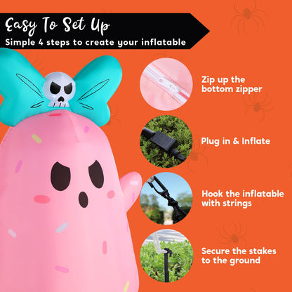 5FT  Cute Pink Ghost Halloween Inflatable