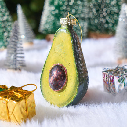 Christmas Avocado Glass Ornament