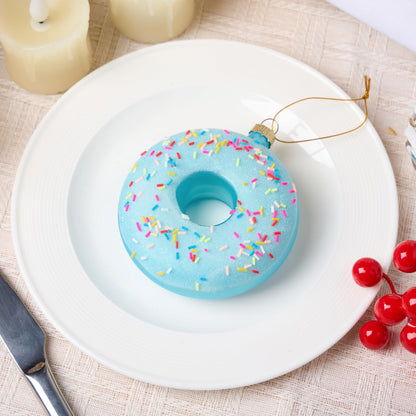 Donut Food Mini Christmas Ornaments Blue