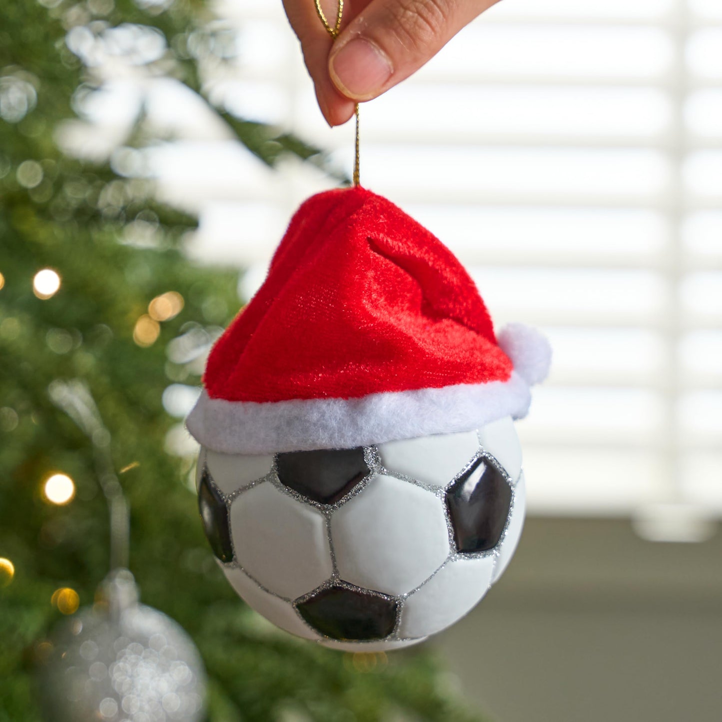 Christmas Soccer Glass Small Ornament