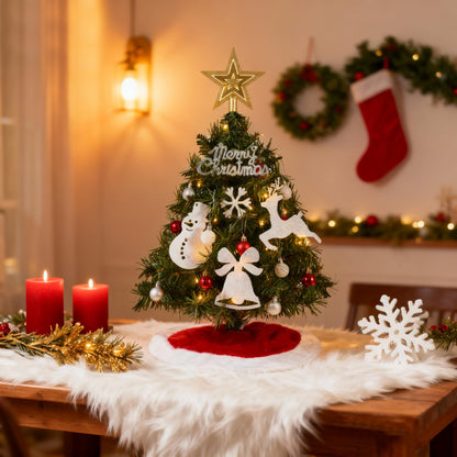 24"/2FT Small Christmas Tree with Lights & Tree Skirt