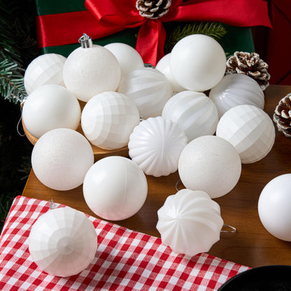 24 Pcs 2.36" White Christmas Balls Ornaments Set