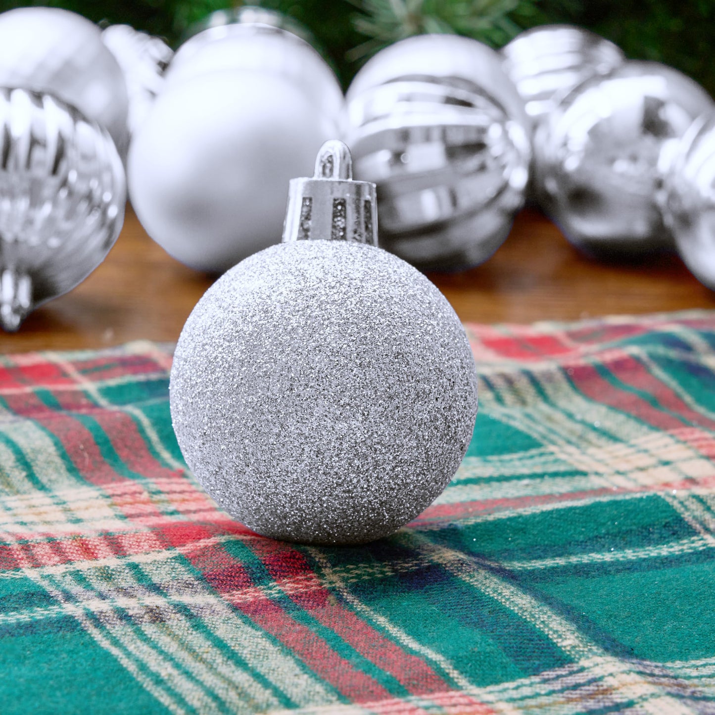 24 Pcs Silver Christmas Balls Ornaments Set